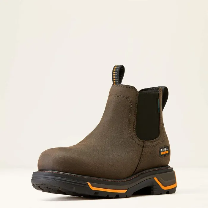 Men Work Boots Ariat Big Rig Chelsea Waterproof Work Boot Iron Coffee