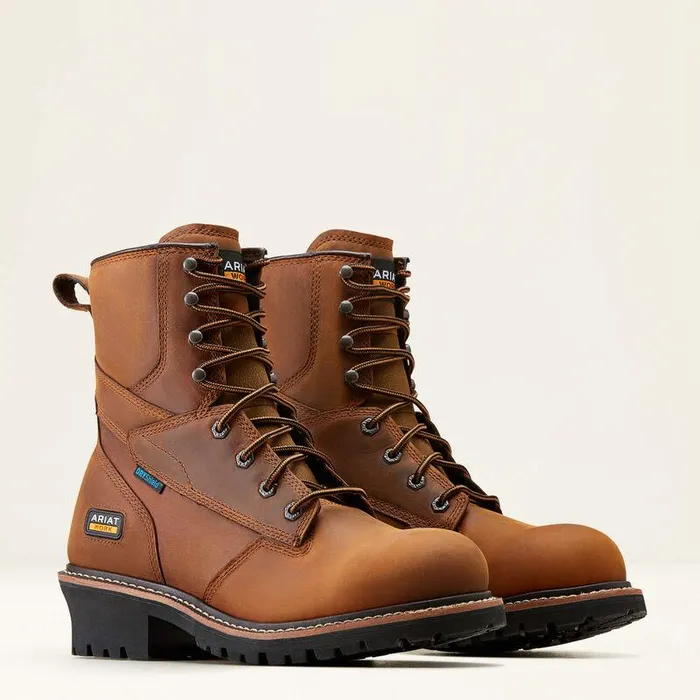 Men Work Boots Ariat Logger Shock Shield Waterproof Work Boot Copper Brown Men Work Boots Ariat Logger Shock Shield Waterproof Work Boot Copper Brown