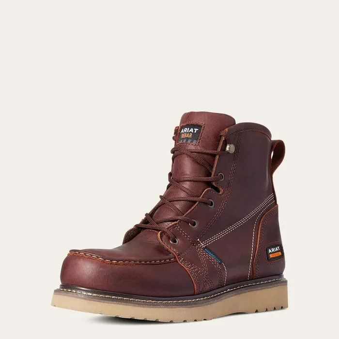 Men Work Boots Ariat Rebar Wedge Moc Toe 6quot Waterproof Work Boot Rusted Copper