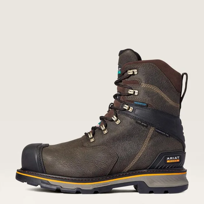 Men Work Boots Ariat Stump Jumper 8quot CSA Glacier Grip Waterproof 600g Composite Toe Work Boot Iron Coffee