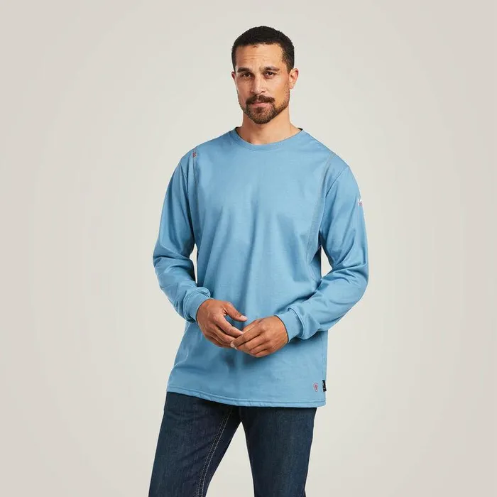 Men Workwear Ariat FR AC Crew TShirt Steel Blue
