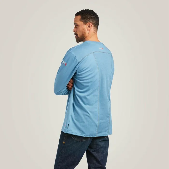 Men Workwear Ariat FR AC Crew TShirt Steel Blue