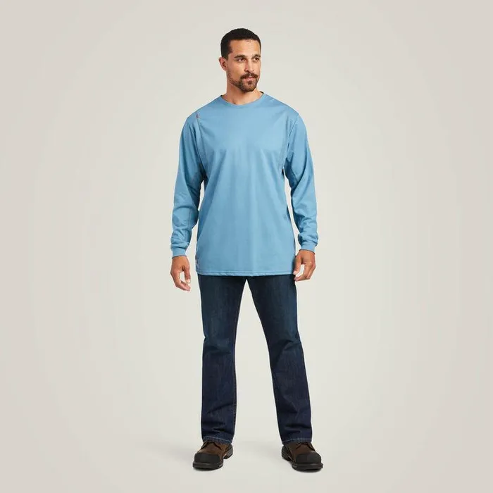 Men Workwear Ariat FR AC Crew TShirt Steel Blue