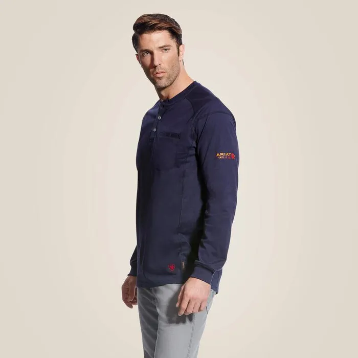 Men Workwear Ariat FR Air Henley Navy