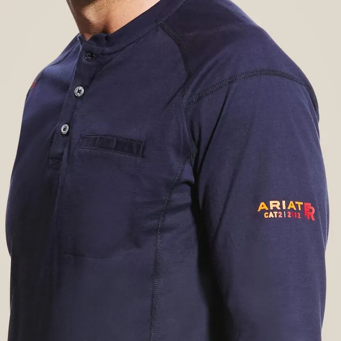 Men Workwear Ariat FR Air Henley Navy Men Workwear Ariat FR Air Henley Navy