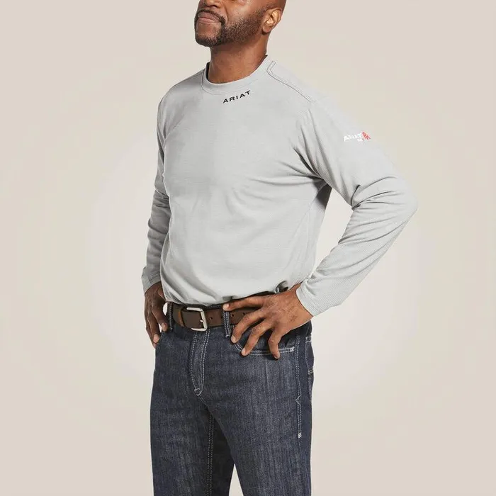 Men Workwear Ariat FR Baselayer TShirt Silver Fox