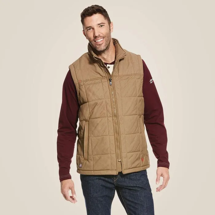 Men Workwear Ariat FR Crius Insulated Vest Field Khaki
