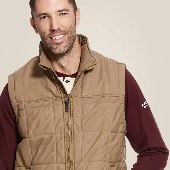 Men Workwear Ariat FR Crius Insulated Vest Field Khaki