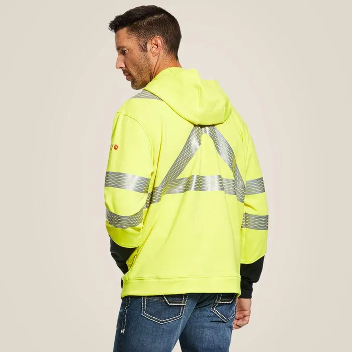 Men Workwear Ariat FR HiVis Full Zip Hoodie Hivis Yellow Men Workwear Ariat FR HiVis Full Zip Hoodie Hivis Yellow