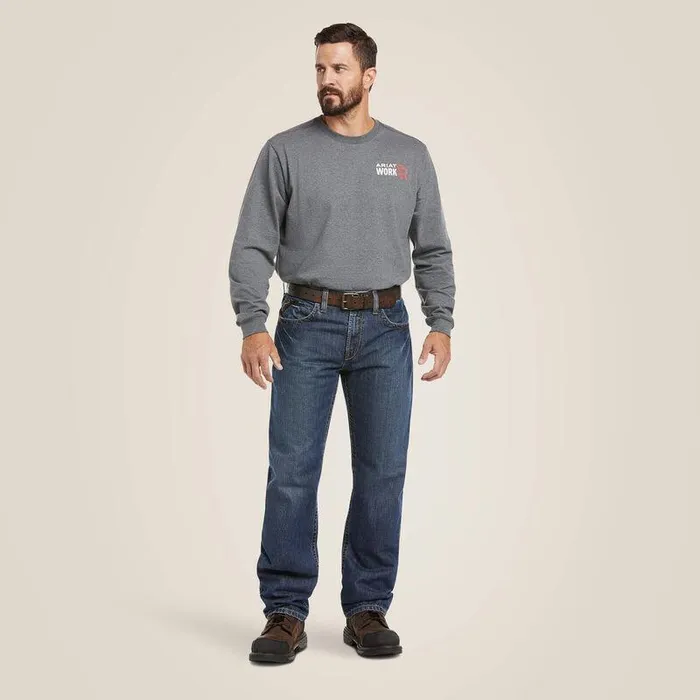 Men Workwear Ariat FR M3 Loose Basic Stackable Straight Leg Jean Flint Men Workwear Ariat FR M3 Loose Basic Stackable Straight Leg Jean Flint