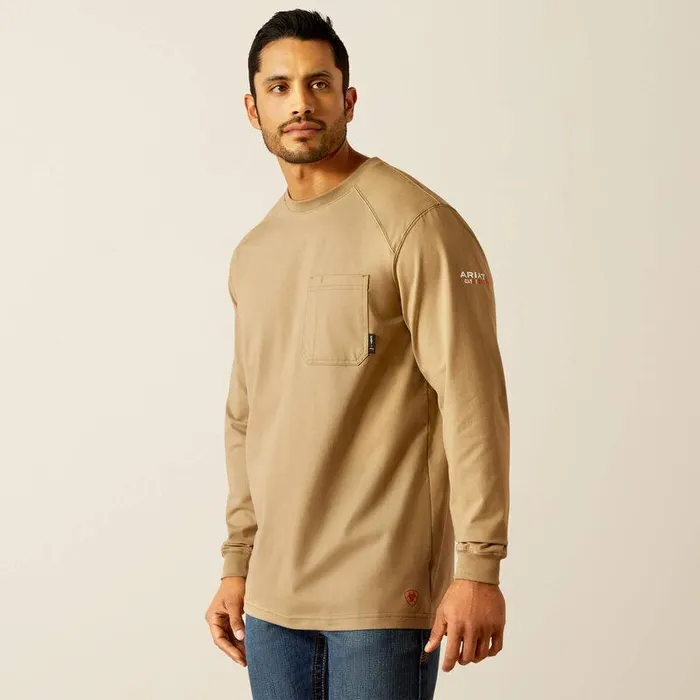 Men Workwear Ariat FR Pima TShirt Field Khaki