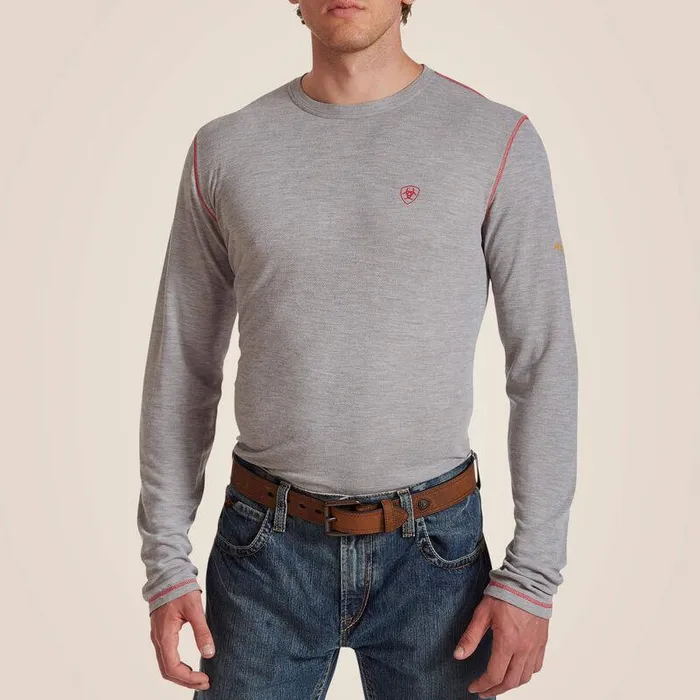 Men Workwear Ariat FR Polartec Baselayer Light Gray