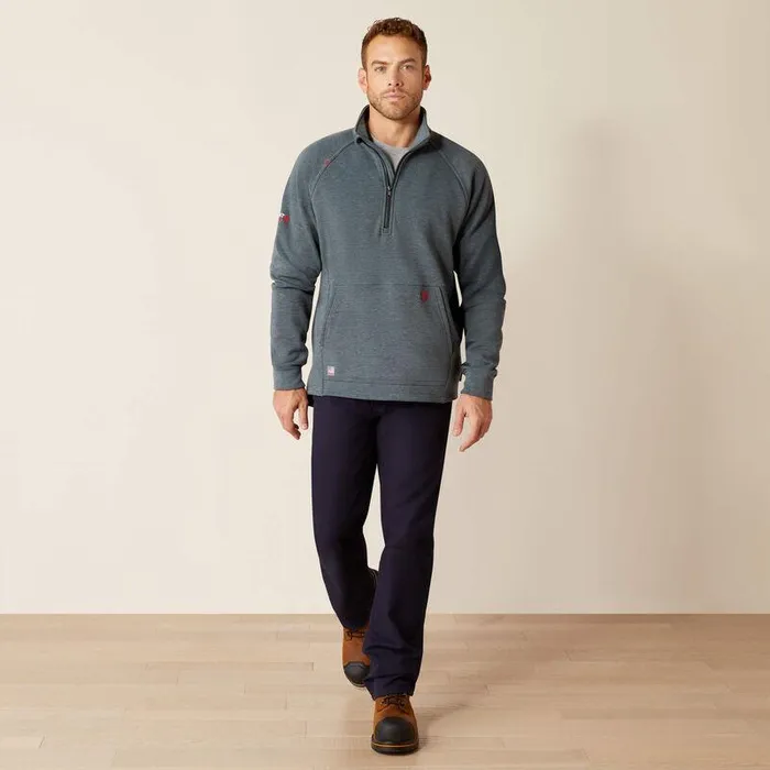 Men Workwear Ariat FR Primo Fleece 20 14 Zip Sweater Charcoal Grey Men Workwear Ariat FR Primo Fleece 20 14 Zip Sweater Charcoal Grey