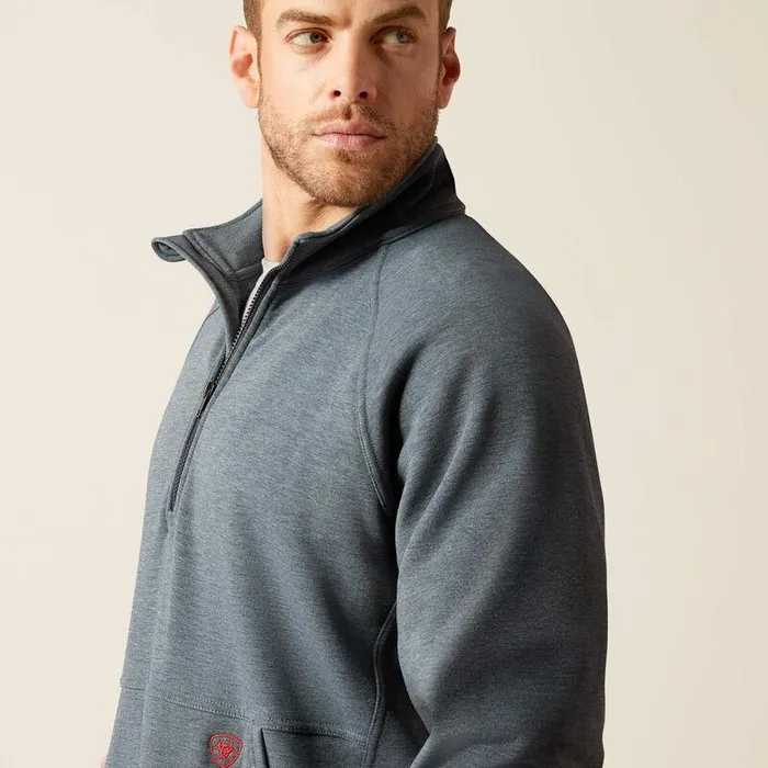 Men Workwear Ariat FR Primo Fleece 20 14 Zip Sweater Charcoal Grey Men Workwear Ariat FR Primo Fleece 20 14 Zip Sweater Charcoal Grey