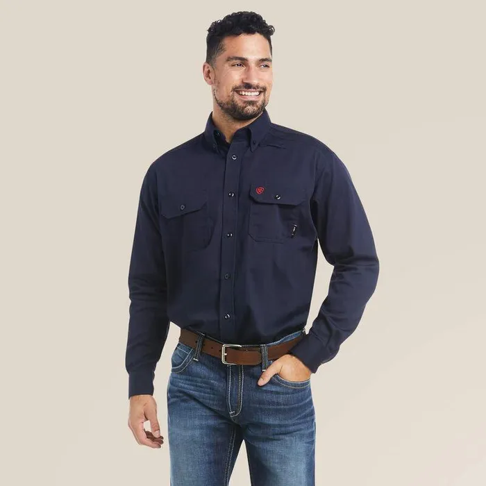 Men Workwear Ariat FR Solid Work Shirt Navy