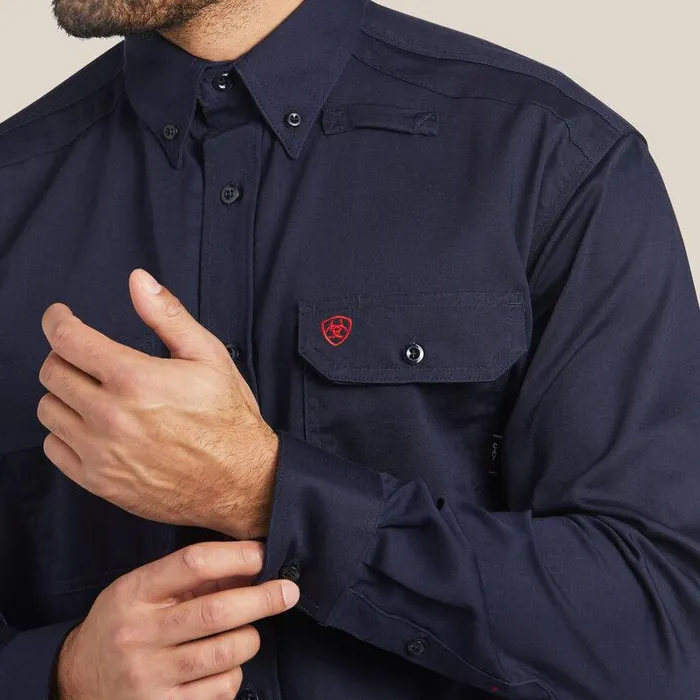 Men Workwear Ariat FR Solid Work Shirt Navy