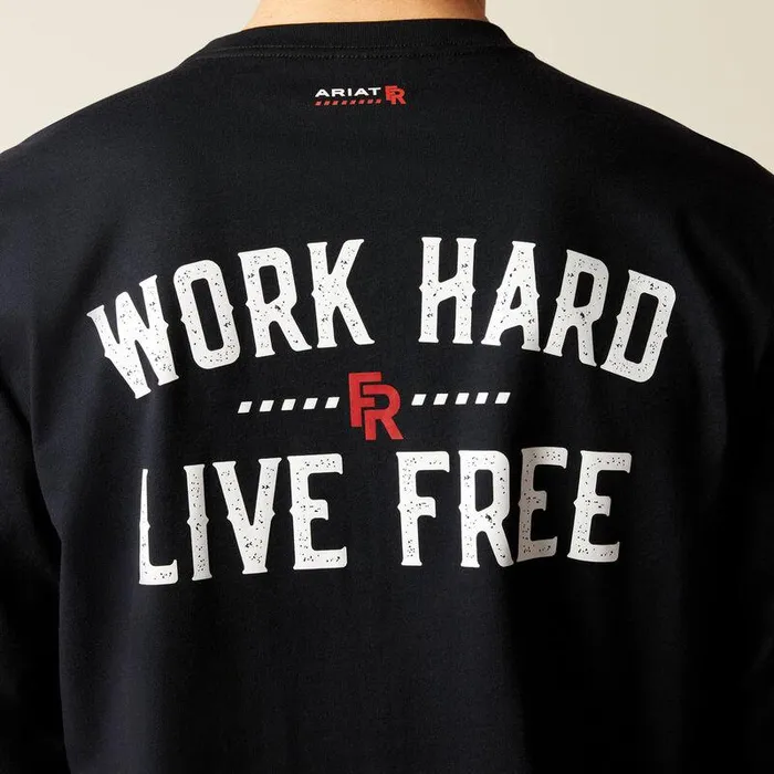 Men Workwear Ariat FR Work Hard Live Free TShirt Black Men Workwear Ariat FR Work Hard Live Free TShirt Black