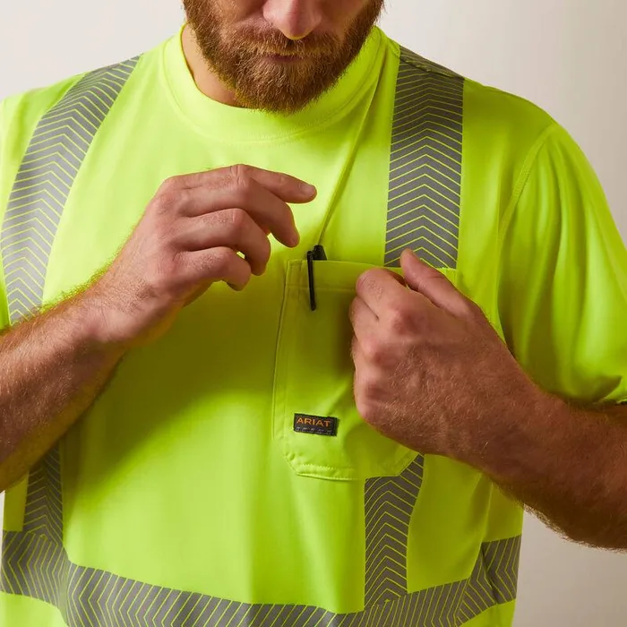 Men Workwear Ariat Rebar HiVis ANSI TShirt Hivis Yellow