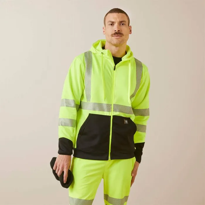 Men Workwear Ariat Rebar WorkTek HiVis Full Zip Hoodie Hivis Yellow