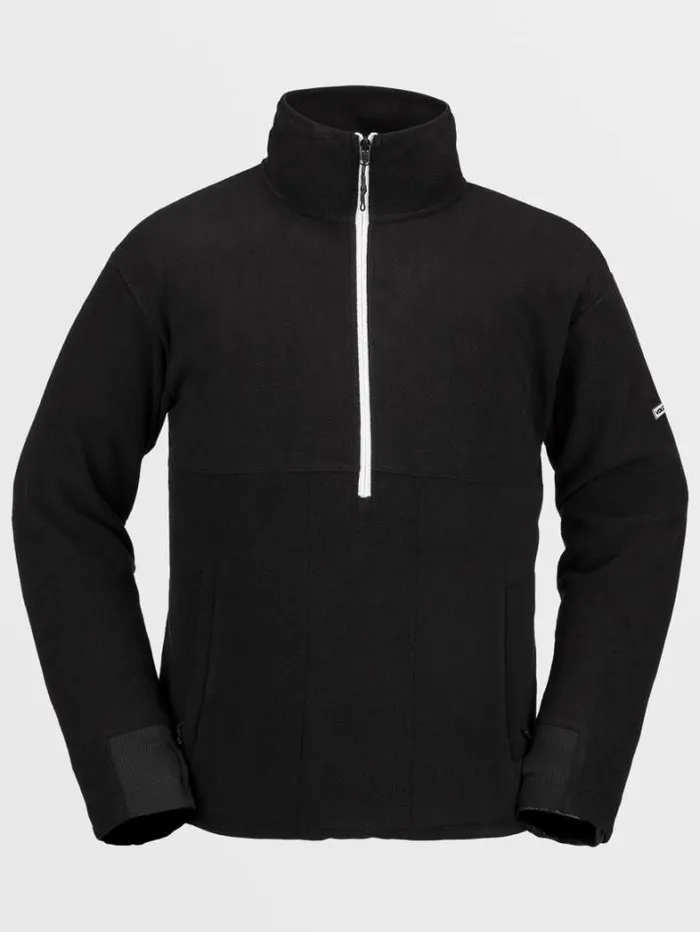 Mens Hoodies and Sweatshirts Volcom Polar Fleece Mock 12 Zip Pullover 8211 Black