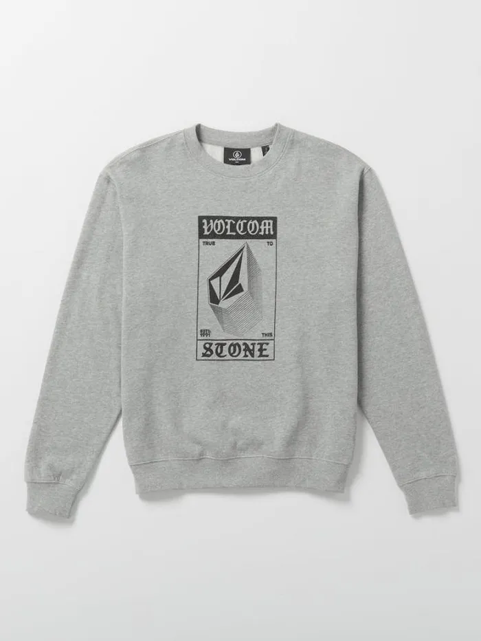 Mens Hoodies and Sweatshirts Volcom Watanite Crew Pullover Sweatshirt 8211 Heather Grey