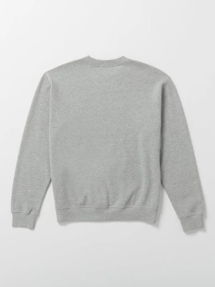 Mens Hoodies and Sweatshirts Volcom Watanite Crew Pullover Sweatshirt 8211 Heather Grey