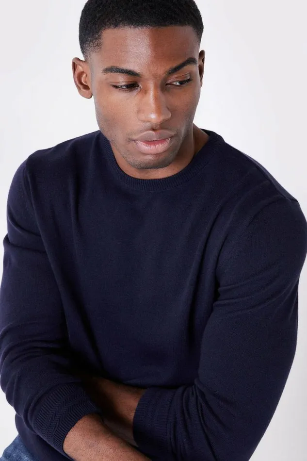 Mens Leo Knitted Jumper 8211 Navy Jameson Carter Hoodies and Sweatshirts