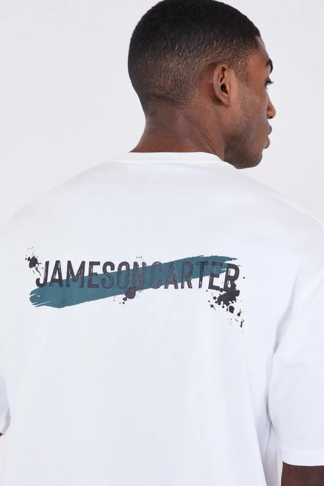 Mens Paint Spray Oversized TShirt 8211 White Jameson Carter TShirts