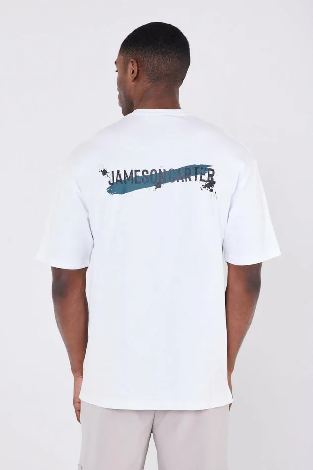 Mens Paint Spray Oversized TShirt 8211 White Jameson Carter TShirts