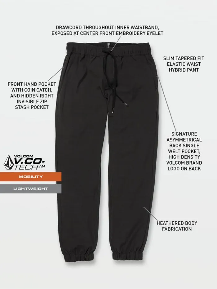 Mens Pants Volcom Frickin Cross Shred Elastic Waist Joggers 8211 Black