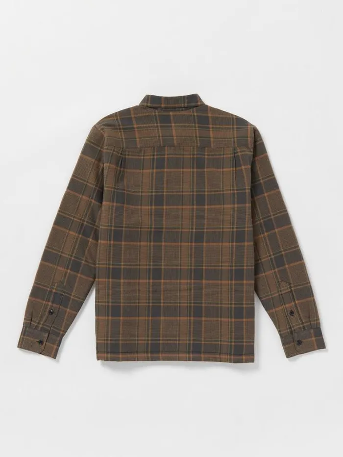 Mens Shirts and Flannels Volcom Brickstone Lined Flannel Long Sleeve Shirt 8211 Mud