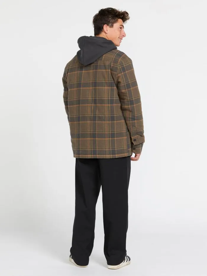 Mens Shirts and Flannels Volcom Brickstone Lined Flannel Long Sleeve Shirt 8211 Mud