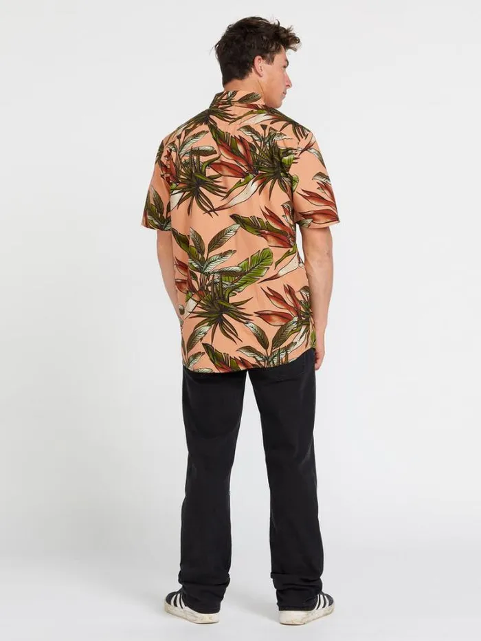 Mens Shirts and Flannels Volcom Indospray Floral Woven Short Sleeve Shirt 8211 Sanddune