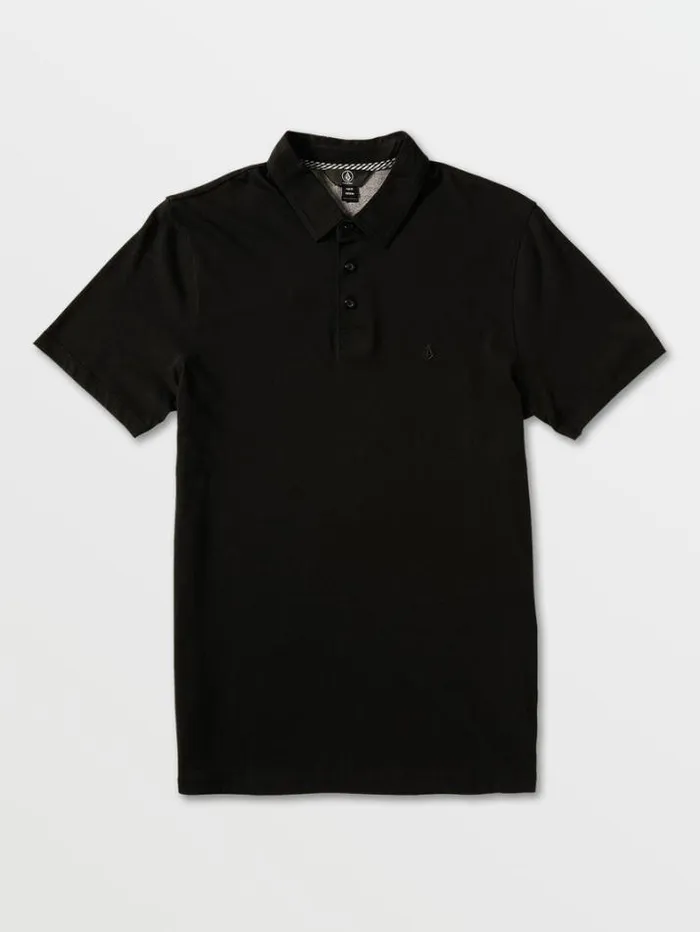 Mens Shirts and Flannels Volcom Wowzer Polo Short Sleeve Shirt 8211 Black