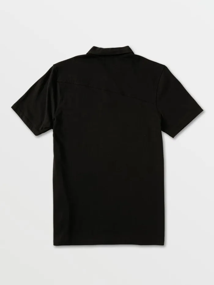 Mens Shirts and Flannels Volcom Wowzer Polo Short Sleeve Shirt 8211 Black
