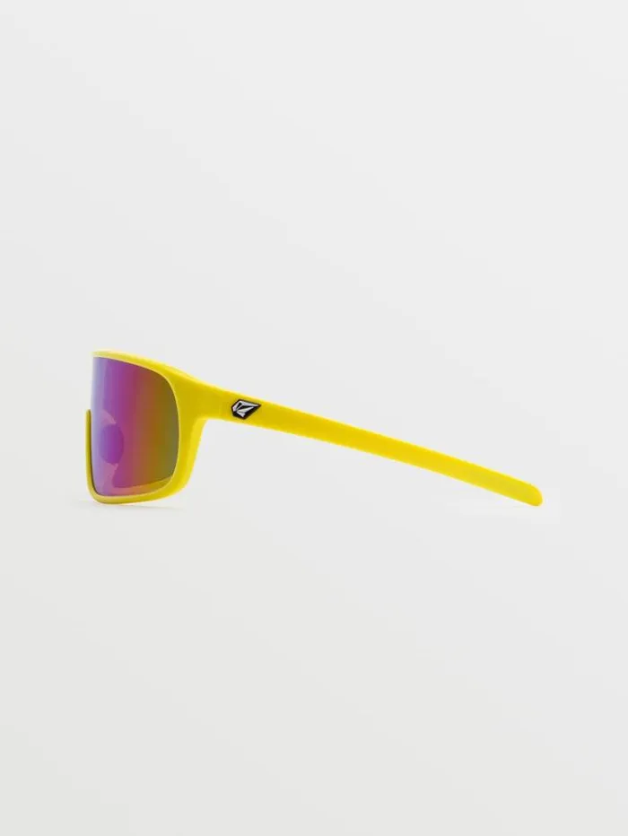 MensWomens Sunglasses Volcom Macho Sunglasses 8211 Gloss YellowAquaRainbow Mirror