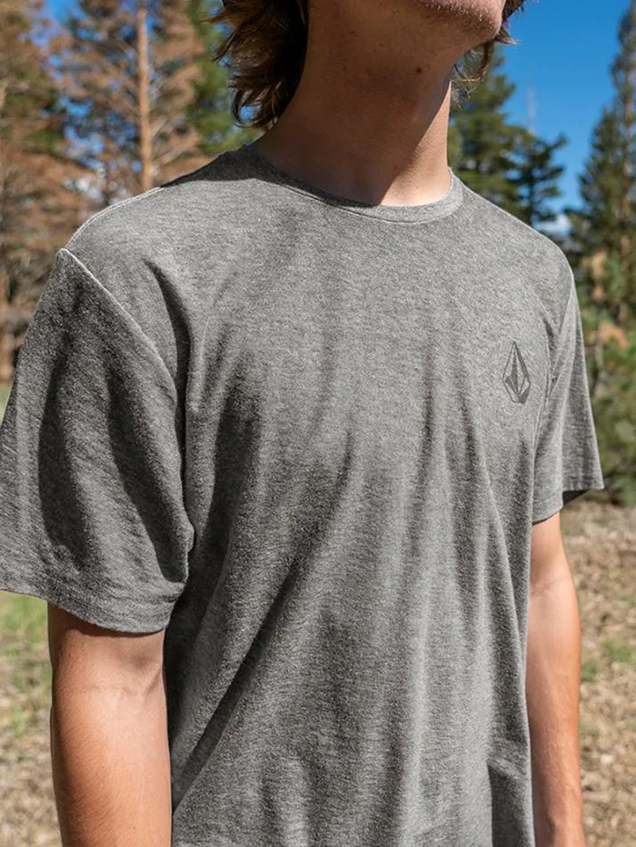 MensWomensWorkwear Tops and Tees Volcom Stone Tech Short Sleeve Tee 8211 Charcoal Heather