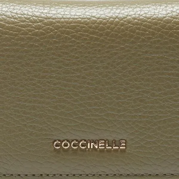 Metallic Soft Laurel Green Women Coccinelle Wallets and Small Leather Goods