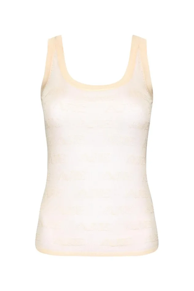 Method Logo Scoop Neck Tank Champagne Women Aje Body 038 Crepe Knit