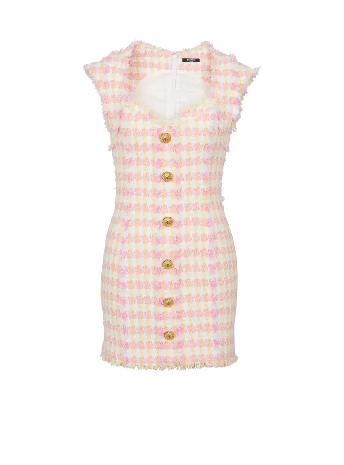 Miami Tweed Dress With Buttons Multicolor Women Balmain Dresses