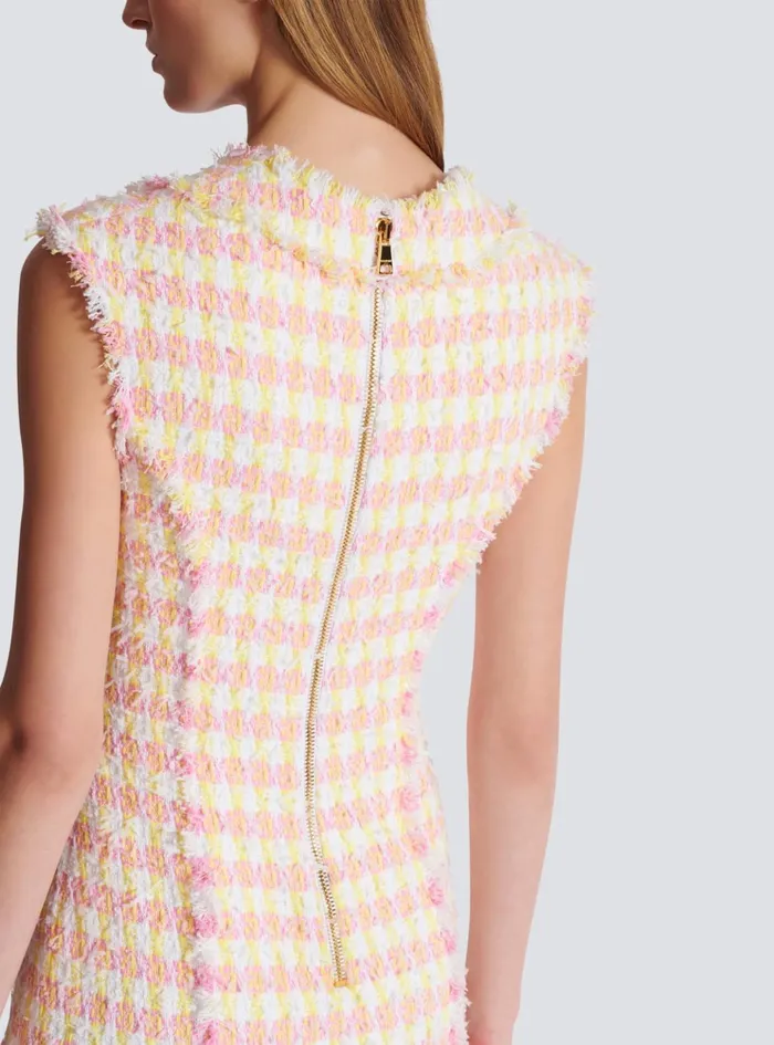 Miami Tweed Dress With Buttons Multicolor Women Balmain Dresses