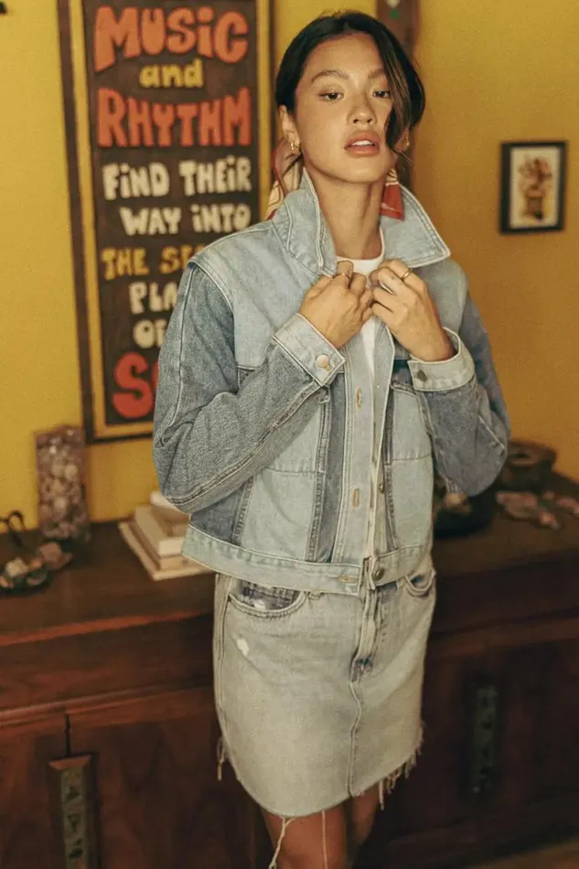 Michelle Denim Jacket Medium Wash Women Bohme Outerwear