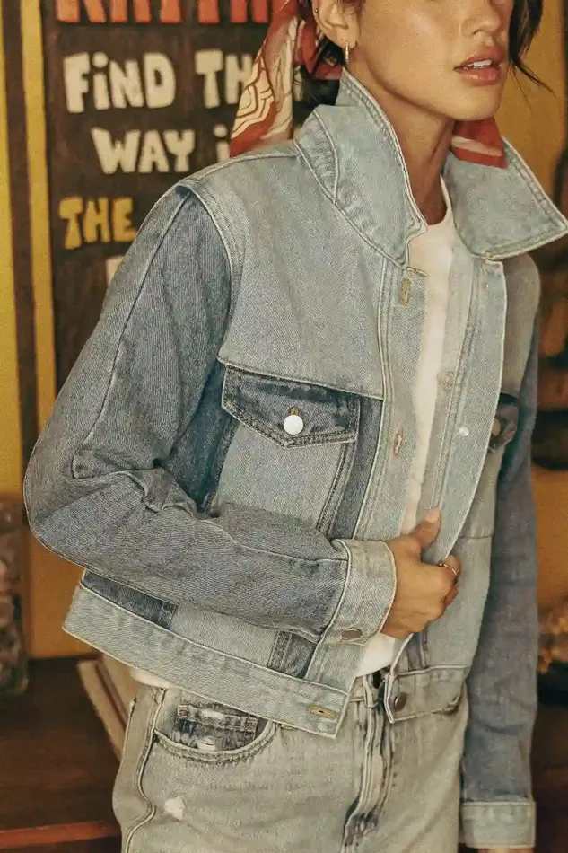Michelle Denim Jacket Medium Wash Women Bohme Outerwear