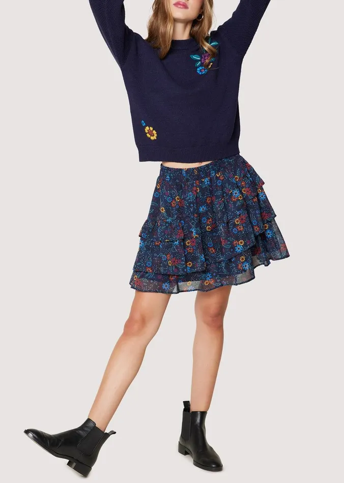 Midnight Festival Mini Skirt Navyfloral Women Lost Wander Skirts