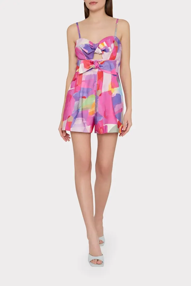 Milly Anya Rainbow Waterfall Romper Multi Women Swim and Coverups