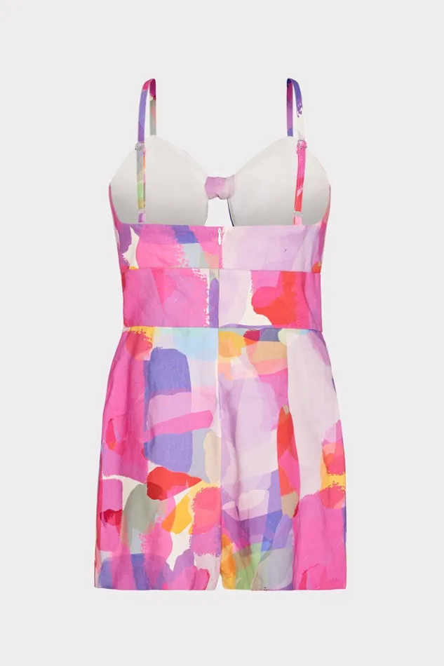 Milly Anya Rainbow Waterfall Romper Multi Women Swim and Coverups