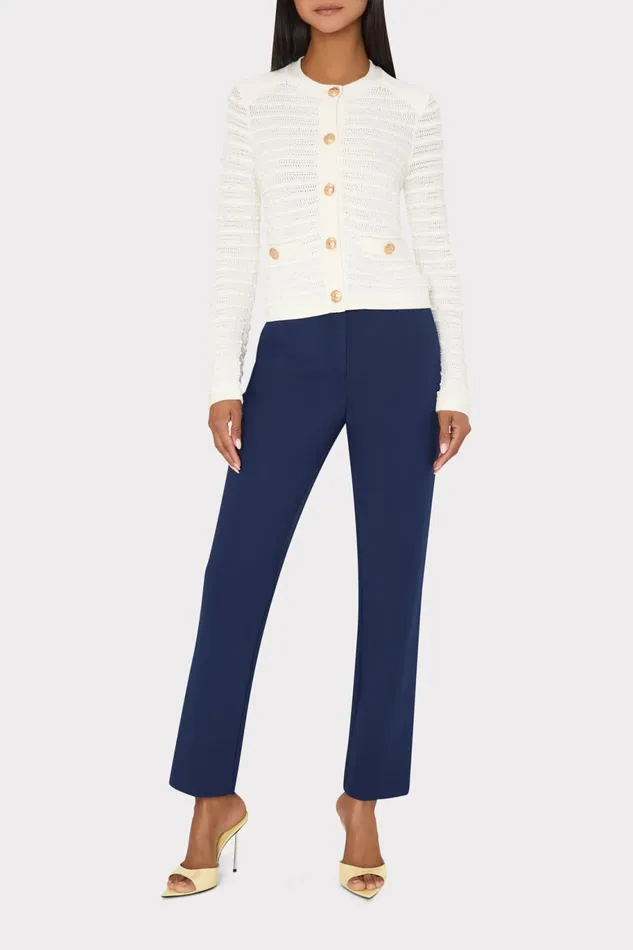 Milly Beaded Textured Cardigan Ecru Women Cardigans Milly Beaded Textured Cardigan Ecru Women Cardigans