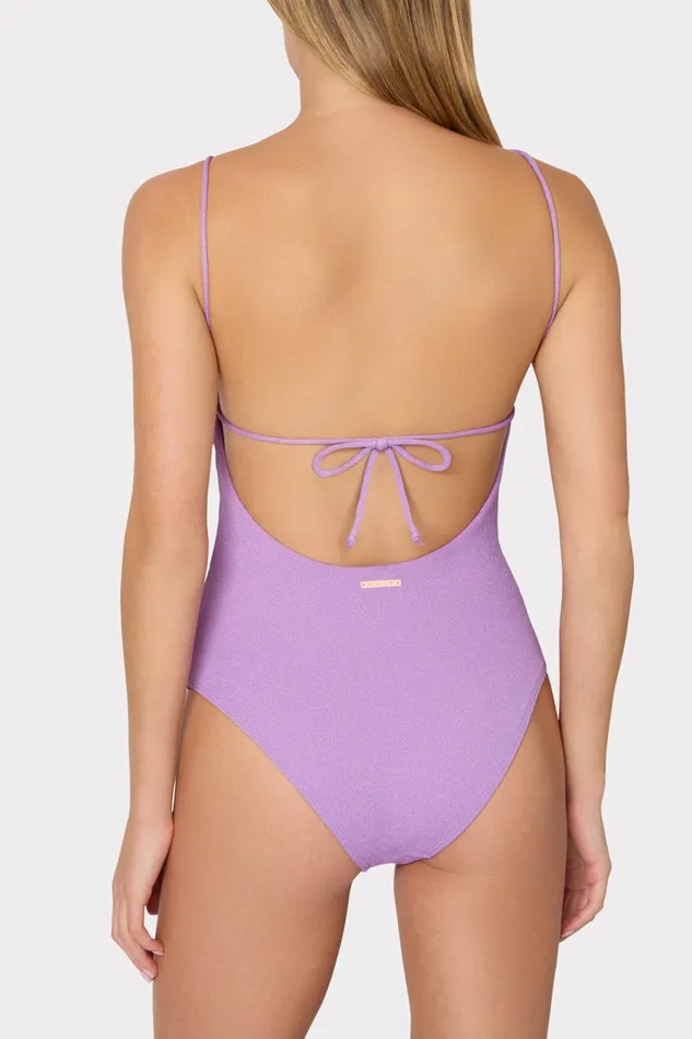 Milly Cannes Beaded Strap One Piece Purple Women One Piece Swimsuits