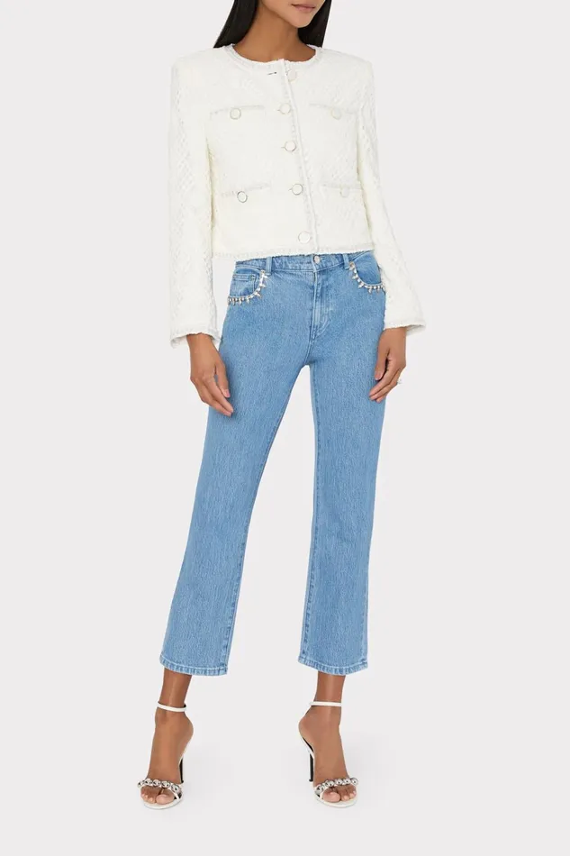 Milly Hali Crystal Embellished Jeans Light Wash Women Pants Milly Hali Crystal Embellished Jeans Light Wash Women Pants