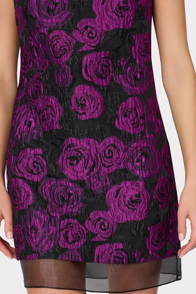 Milly Ilectra Rose Jacquard Shift Mini Dress Blackpurple Women Dresses Milly Ilectra Rose Jacquard Shift Mini Dress Blackpurple Women Dresses
